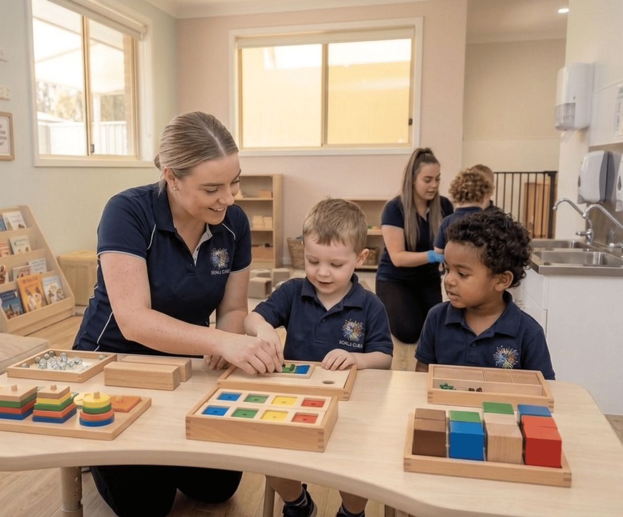 Koala Cubs infant classroom — caregiver with babies